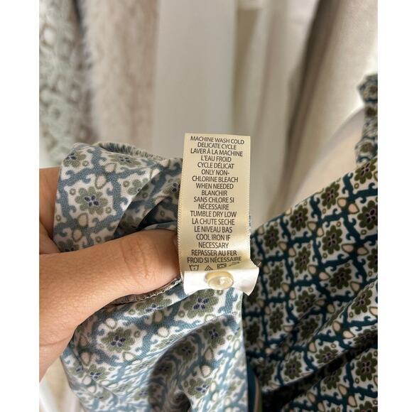 Max Studio Women's Size S Dark Green Floral Print Boho Pleated Dress #0556 - Picture 9 of 12